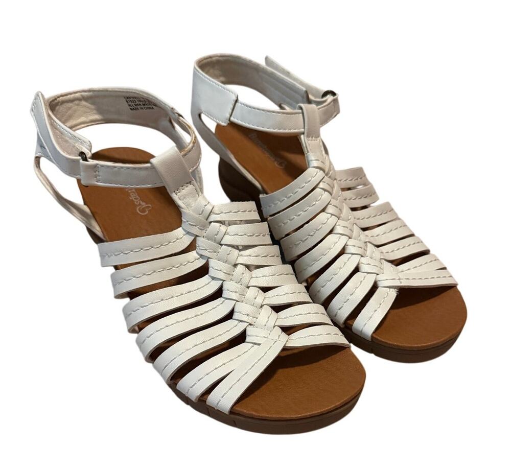 Bare Traps Cantrell White Strappy Braided Wedge Sandals Comfort Women's Size 7.5